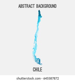 Chile map in geometric polygonal,mosaic style in blue shades. Vector illustration.