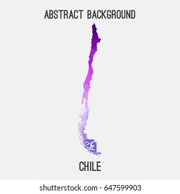 Chile map in geometric polygonal,mosaic style in purple shades.Abstract tessellation,modern design background,low poly. Vector illustration.
