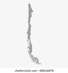 Chile  map in gray on a white background