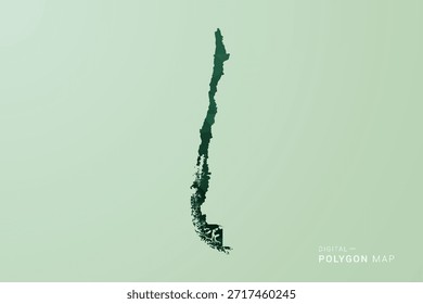 Mapa do Chile - Ilustração de Vetor Estilo Polígono Verde, Design Geométrico de Poli Baixo com Silhueta Limpa no Fundo verde macio.