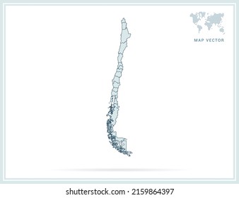 Chile map green vector on white background.