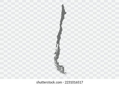 Chile Map grey Color on White no demarcation line Background  Png