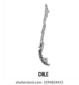 Chile map in grey style isolated on white background. Vector illustration