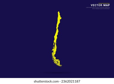 Chile map - High Detailed. Yellow color on dark background. Abstract design vector.