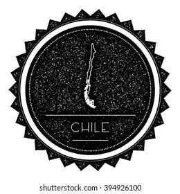Chile Map Hipster Stamp with Retro Vintage Styled Design. Hipster Grungy Stamp of Chile Map Vector Illustration. Chile Round Sticker.