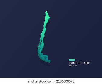 Chile map of isometric green gradient vector illustration.