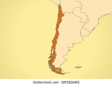 Chile map old vintage south America