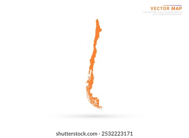 Mapa do Chile - estilo abstrato laranja isolado no vetor de fundo branco.