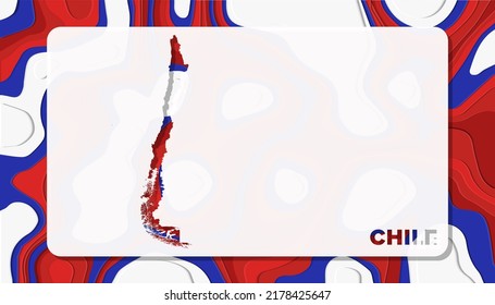 Chile Map with Paper Cut Waves Background Shape perfect for Greeting Card, Desktop Wallpaper, and Banner