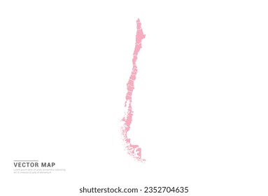 Chile Karte - rosafarbener abstrakter Stil einzeln auf weißem Hintergrund für Infografik, Design-Vektorgrafik.