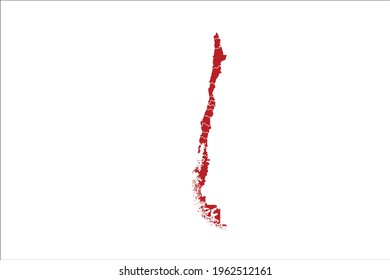 Chile Map Red Color on White Backgound