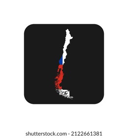 Chile Karte Silhouette mit Flagge auf schwarzem Hintergrund
