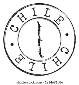 Chile Map Silhouette. Postal Passport Stamp Round Vector Icon Seal Badge Illustration.