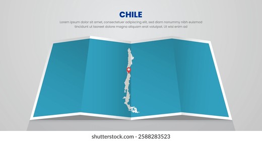 chile map travel with capital pin tag location design Illustration