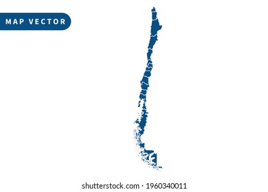 Mapa de Chile vector, color azul. sobre fondo blanco. vector eps 10.
