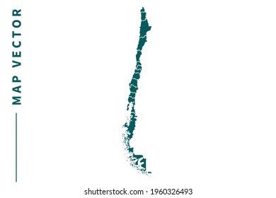 Chile map vector. green color on white background.
