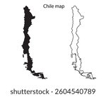 Chile map vector illustration, Chile map silhouette, Chile country Landscape, Black and white Chile map