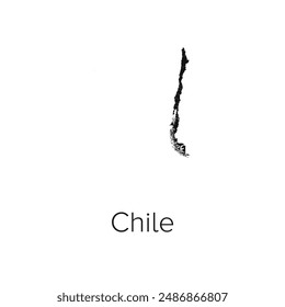 Chile Map Vector Illustration - Silhouette, Outline, Chile Travel and Tourism Map