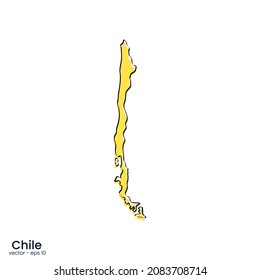 Chile map vector illustration template design. Outline style.