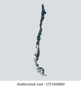 chile map vector, isolated on gray background