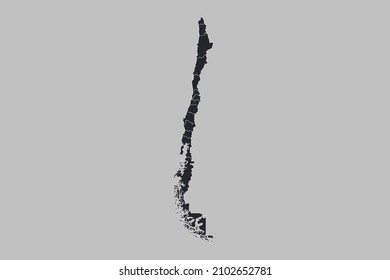 Chile map vector, isolated on gray background