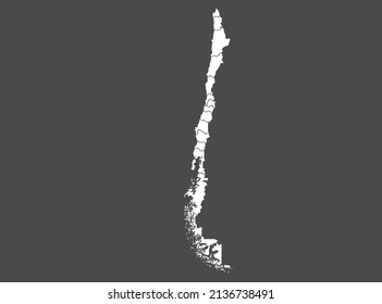 Chile map vector, white color, Isolated on gray background