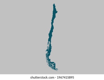 Chile map vector,Not isolated ocean blue color on gray background