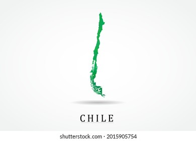 Chile Map - World Map International vector template, low polygon style with green color isolated on white background - Vector illustration eps 10