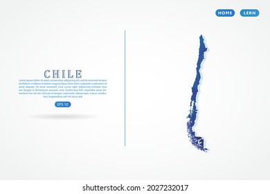 Chile-Karte - Weltkarte - Internationale Vektorvorlage mit polygonblauem Farbverlauf einzeln auf weißem Hintergrund für Bildung, Website, Banner - Vektorgrafik eps10