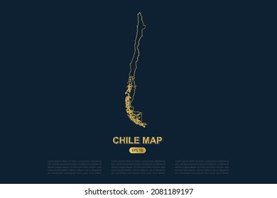 Chile Map - World Map International vector template with thin gold outline graphic sketch style isolated on dark background for card design, poster, banner - Vector illustration eps 10