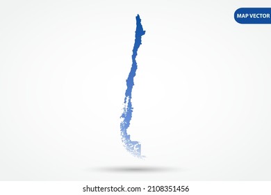 Chile Map - World Map International vector template with Blue gradient color isolated on white background for design, education, website, infographic - Vector illustration eps 10