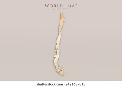 Chile Map - World map International vector template with 3D, gold luxury design including shadow on bright background for design, education, website, infographic - Vector illustration eps 10