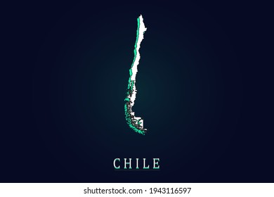 Chile Map - World map vector template with green and white  color gradient isolated on dark background - Vector illustration eps 10