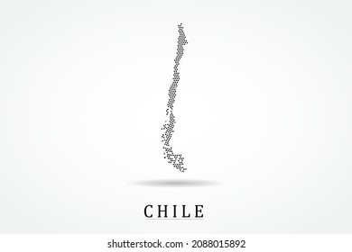 Chile Map - World map vector template with Black dots, grid, grunge, halftone style isolated on white background for education, infographic, design - Vector illustration eps 10