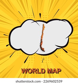 Chile Map - World map vector template with isometric and comic art style including shadow, black and orange color on yellow background for design, infographic - Vector illustration eps 10