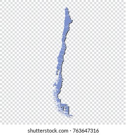 Chile map.High Detailed Blue Map of chile isolated.Multicolored country map in geometric style for your infographics. Vector illustration eps 10.