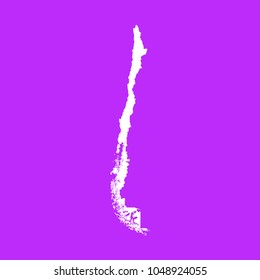 Chile map-White map on purple background. Each city and border has separately. Vector illustration eps 10.