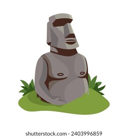 chile moai statue famous illustration isolated