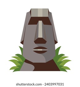 chile moai statue on grass illustration