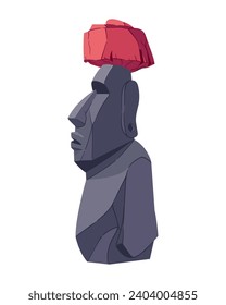 chile moai statue stone illustration