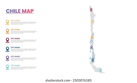 Chile Modern Map Infographic Template, Detailed infographic map of Chile Popular City