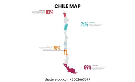 Chile Modern Map Percentage Infographic Template, Detailed infographic map of Chile