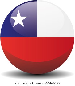 Chile national circle button flag background texture. Vector illustration.