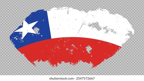 Bandeira nacional do Chile com efeito de pincel de traço angustiado em plano de fundo isolado