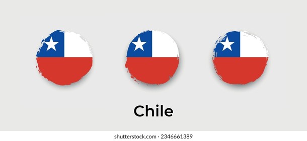 Chile national flag grunge circle round shape bubble vector icon illustration