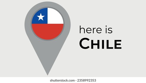 Chile national flag map marker pin icon illustration