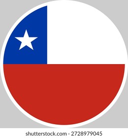 Ilustración vectorial de la bandera nacional de Chile en forma de círculo, diseño de alta calidad