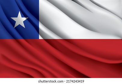 chile national flag waving realistic vector illustration