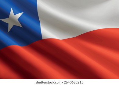 Chile national flag waving in the wind, realistic detailed silk texture
