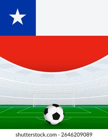 Chile National Football Theme, Stadium and Soccer Ball. Soccer Match Concept in Chile. Ideal for use in sports event promotions, football themed designs, and tournament advertisements.